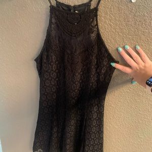 Black Lace High-Neck Love Culture Mini Dress